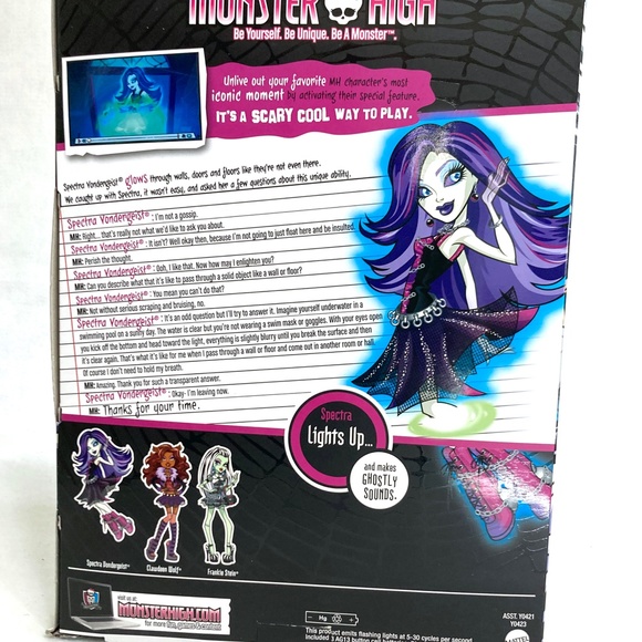 Monster High Ghoul's Alive Spectra Vondergeist New- Needs Battery Due to Age - Picture 4 of 5